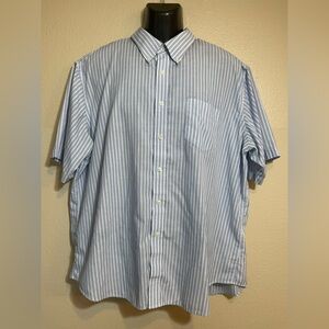 Dockers Striped Button Down Shirt Men's 2XL Blue White Short Sleeve